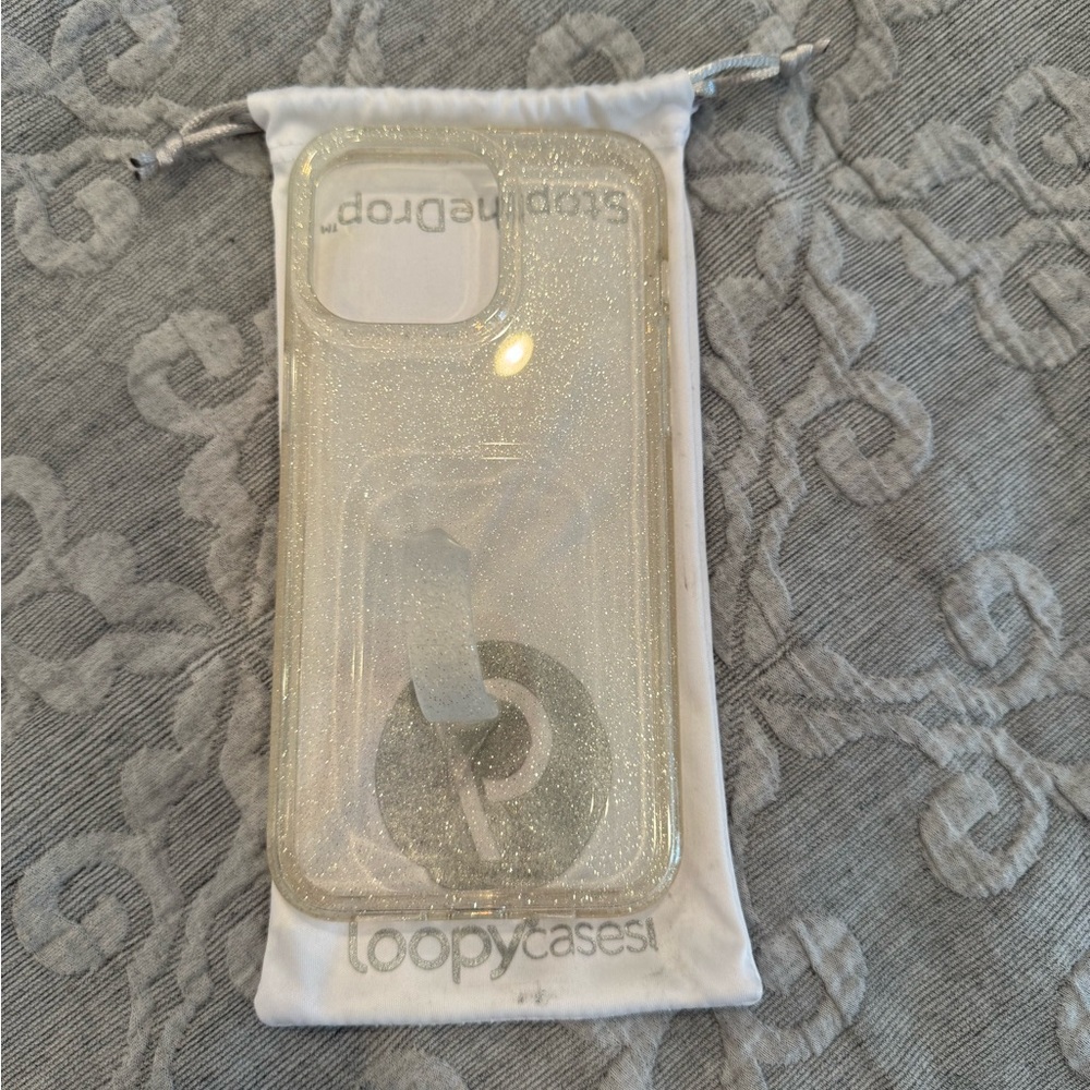 Clear Sparkle Silver iPhone 15 Pro Max Loopy Case - Picture 3 of 4